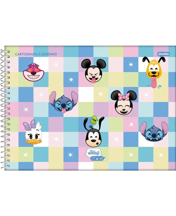 Caderno de Cartografia e Desenho Espiral Capa Dura 80 Folhas Disney Emoji 69378-25 Jandaia - - Image 2