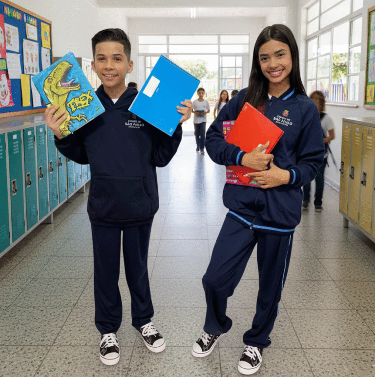 Crianças uniforme escolar Municipal SP